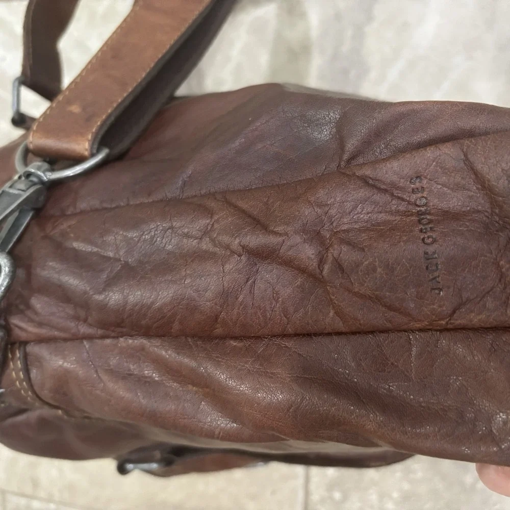 Jack Georges Voyager Buffalo Leather Briefcase #7317, Hand-stained,‎ Cross-body
